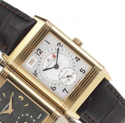 Jaeger LeCoultre. A fine 18ct rose gold reversible calendar wristwatch