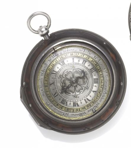 John Parker. A fine and rare late 17th century silver case pre-balance spring calendar pocket watch in associated tortoiseshell outer case