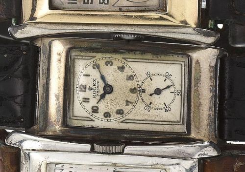 Rolex. A fine and rare silver rectangular wristwatch