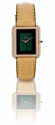 Corum. A fine 18ct gold manual wind diamond wristwatch