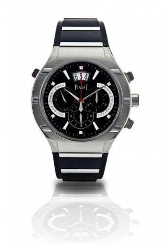 Piaget. A fine titanium and stainless steel automatic flyback chronograph wristwatch with two time zone