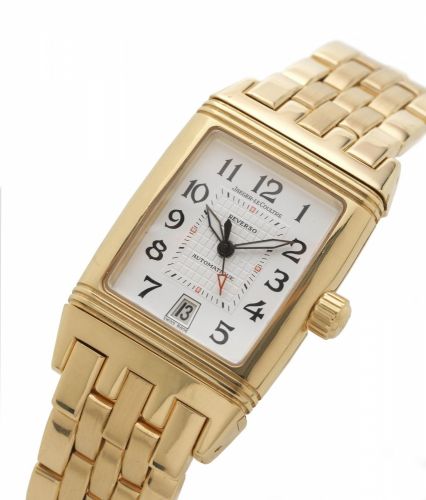 Jaeger LeCoultre. A fine 18ct gold automatic calendar bracelet watch together with fitted box and papers