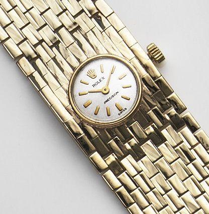 Rolex. A lady's 9ct gold manual wind bracelet watch Precision, Case No.60804, Birmingham Hallmark for 1966