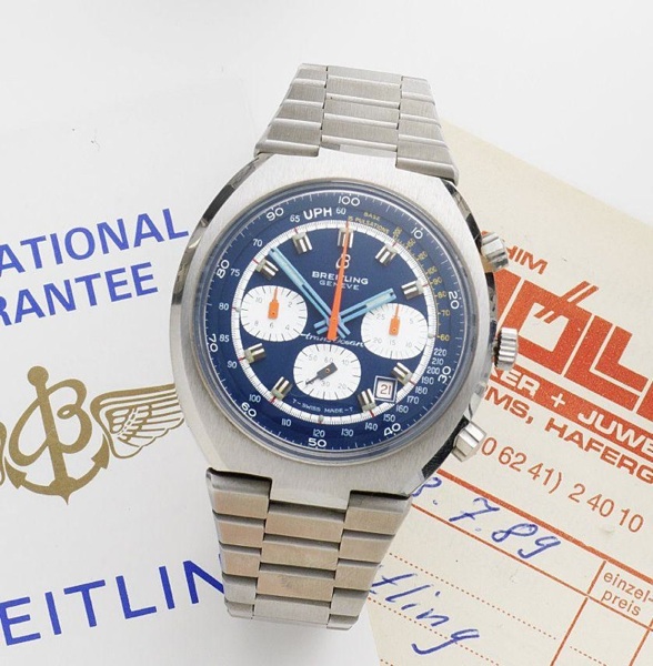 Breitling. A stainless steel manual wind calendar chronograph bracelet watch TransOcean, Ref:7102, Case No.1381622, Circa 1972