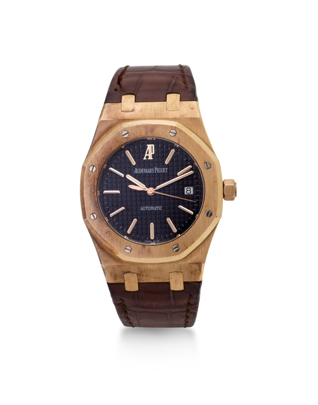Audemars Piguet. A fine 18K rose gold automatic center seconds wristwatch with dateRoyal Oak, No. 0164, Case no. F42878, Movement no. 622792, sold 2006