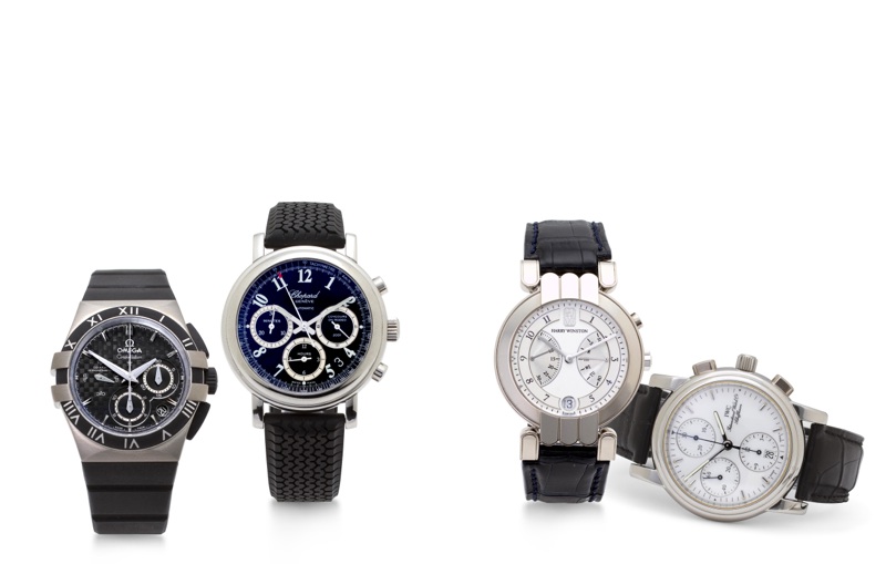 Omega. A titanium automatic chronograph wristwatch with co ñ axial escapementConstellation Double Eagle Mission Hills World Cup, Ref:121.92.35.50.01.001, No. 78352340, sold 2011