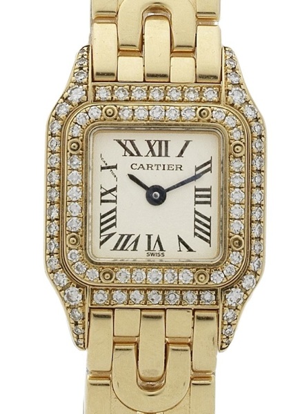 Cartier. A lady's 18ct gold and diamond set quartz bracelet watch Panthere, Case No.CC80352, Circa 1990