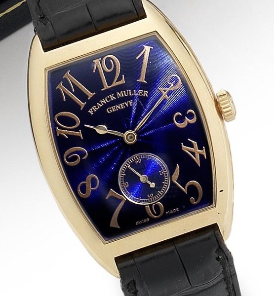 Franck Muller. A mid-sized 18ct gold manual wind rectangular wristwatch Ref:7501S6MM, Numbered 152, Sold 19th December 1997