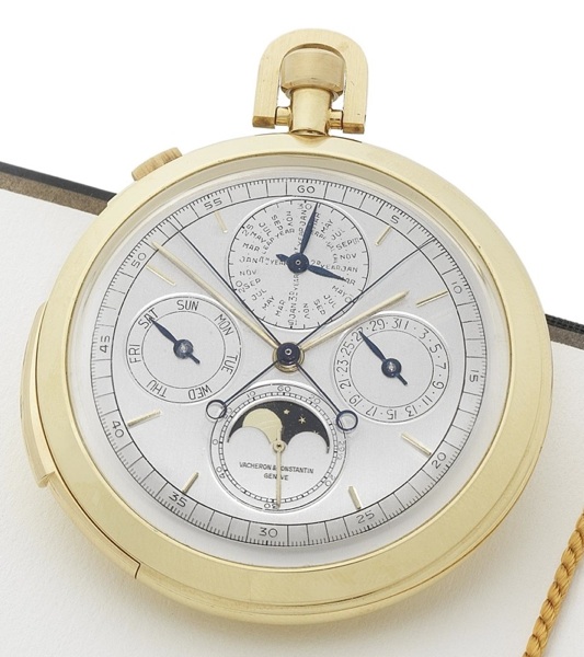 Vacheron Constantin. A very fine and important 18ct yellow gold astronomical keyless minute-repeating dress watch with perpetual calendar, phase and age of the moon, split-seconds chronograph and progressive 30 minute register together with a Vacheron Con