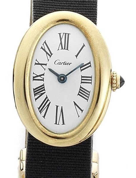 Cartier. A lady's 18ct gold manual wind oval wristwatch Baignoire, London Hallmark for 1968