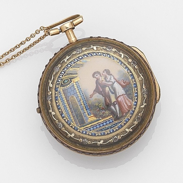 Jean Robert Soret. A gilt metal key wind triple case pocket watch