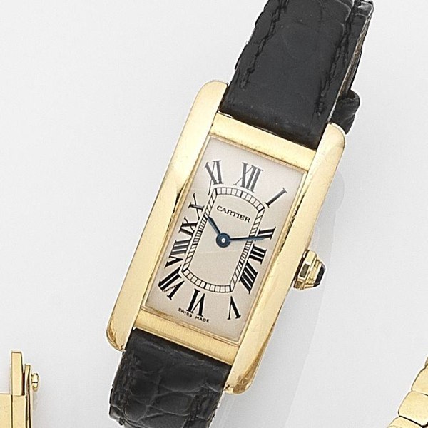 Cartier. An 18ct gold quartz wristwatch