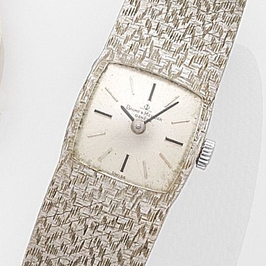 Baume & Mercier. A lady's 18ct white gold manual wind bracelet watch