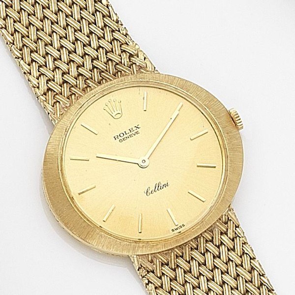 Rolex. An 18ct gold manual wind bracelet watch