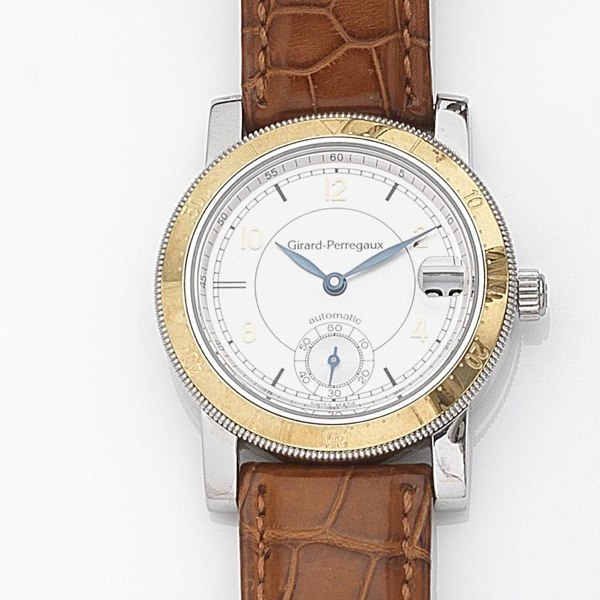 Girard-Perregaux. A stainless steel automatic calendar wristwatch