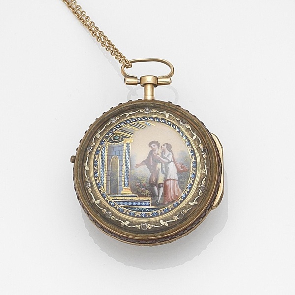 Jean Robert Soret. A gilt metal key wind triple case pocket watch