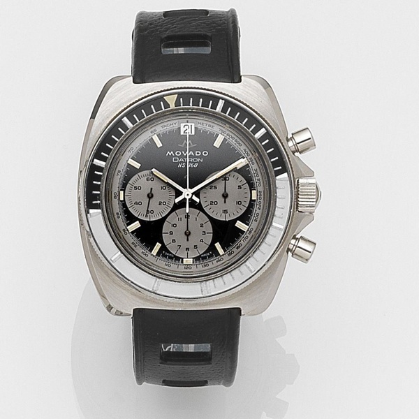 Movado. A stainless steel automatic calendar chronograph wristwatch