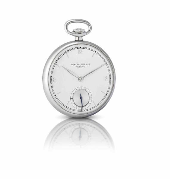 Patek Philippe. A fine and rare stainless steel keyless wind open face pocket watch