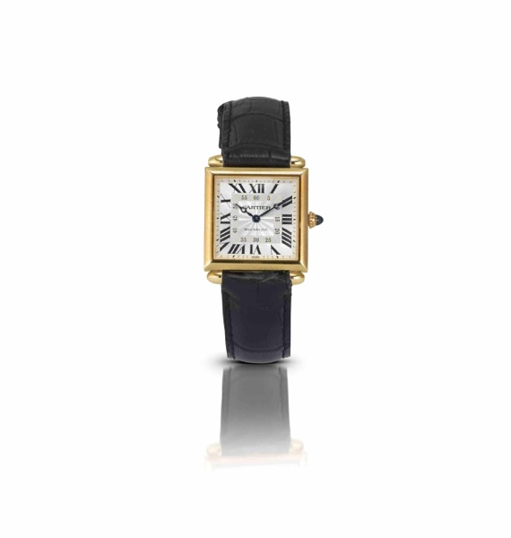 Cartier. A fine and rare 18ct gold manual wind wristwatch