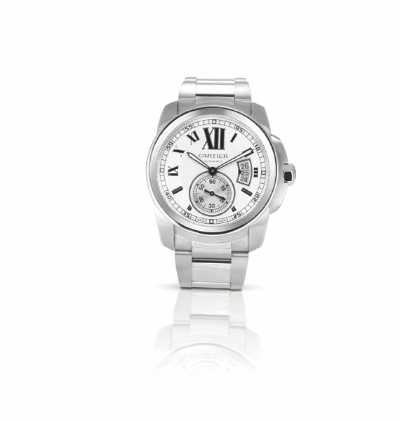 Cartier. A fine stainless steel calendar automatic bracelet watch