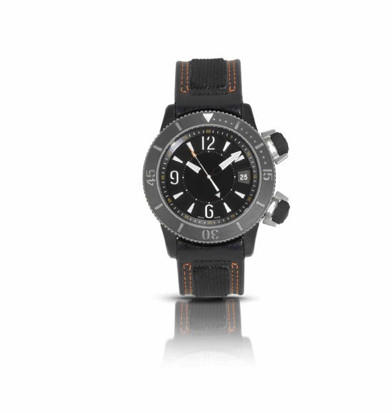 Jaeger-LeCoultre. A fine and rare limited edition black PVD coated titanium calendar diver's automatic wristwatch with alarm