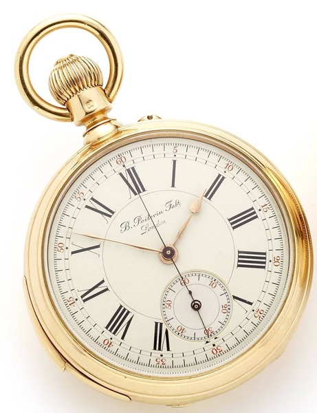 B. Poitevin. A fine late 19th century 18ct rose gold open face keyless wind minute repeating chronograph pocket watch with rare secret signature