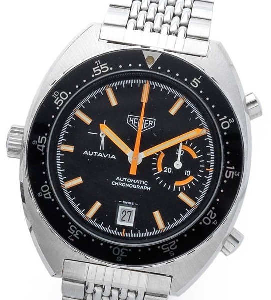 Heuer. A stainless steel automatic calendar chronograph bracelet watch