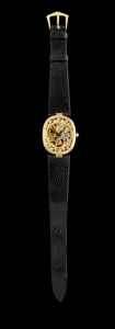 Patek Philippe. A fine 18K gold skeletonized wristwatch