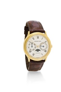 Audemars Piguet. A fine 18K gold automatic calendar wristwatch with moon phase