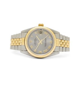 Rolex. A stainless steel and gold automatic wristwatch with center seconds