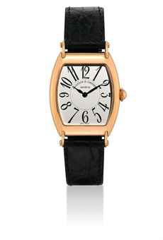 VACHERON CONSTANTIN. A FINE 18K PINK GOLD LIMITED EDITION TONNEAU-SHAPED WRISTWATCH WITH HINGED LUGS