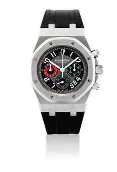 AUDEMARS PIGUET. A RARE STAINLESS STEEL LIMITED EDITION AUTOMATIC CHRONOGRAPH WRISTWATCH WITH DATE