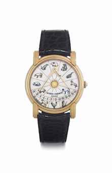 Vacheron Constantin. A Fine and Rare 18k Gold Automatic Double Retrograde Wristwatch Depicting the Chinese Zodiac