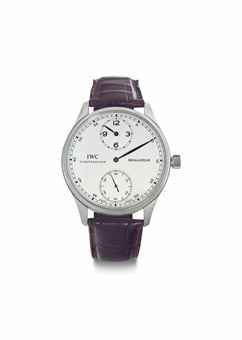 IWC. A Large Limited Edition Platinum Wristwatch with Regulator Dial