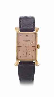 Patek Philippe. A Fine 18k Pink Gold Rectangular-Shaped Wristwatch