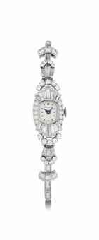Audemars Piguet. A Lady's Platinum and Diamond-Set Bracelet Watch with American Case