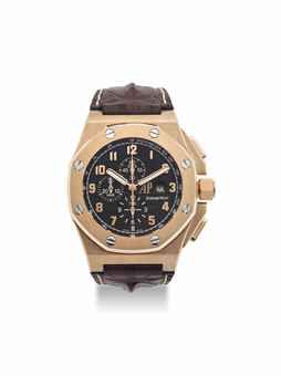 AUDEMARS PIGUET. A FINE 18K PINK GOLD LIMITED EDITION AUTOMATIC CHRONOGRAPH WRISTWATCH WITH DATE