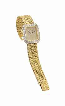 AUDEMARS PIGUET. A RARE AND VERY FINE 18K GOLD AND DIAMOND-SET BRACELET WATCH