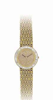 AUDEMARS PIGUET. A RARE AND VERY FINE 18K GOLD AND DIAMOND SET BRACELET WATCH
