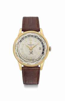 Breitling. A rare and unusual stainless steel and gold-plated automatic world time wristwatch with sweep centre seconds and date