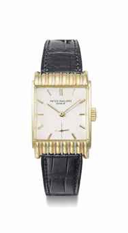 Patek Philippe. A highly unusual and attractive, possibly unique 18K pink gold wristwatch with two colour gold and platinum fluted hooded lugs