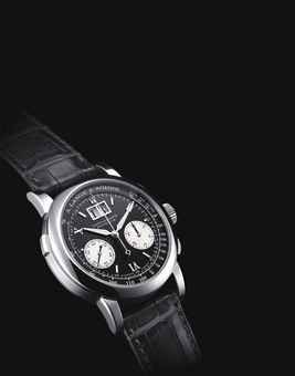 A. LANGE & SÖHNE. A VERY FINE PLATINUM FLYBACK CHRONOGRAPH WRISTWATCH WITH OVERSIZED DATE