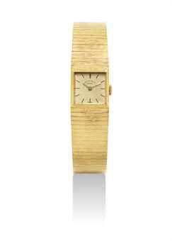 PATEK PHILIPPE. A LADY'S FINE 18K GOLD SQUARE BRACELET WATCH