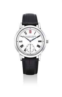 A. LANGE & SÖHNE. A FINE AND RARE PLATINUM LIMITED EDITION AUTOMATIC WRISTWATCH WITH ENAMEL DIAL, MADE TO COMMEMORATE THE MILLENIUM