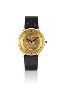 VACHERON CONSTANTIN. A FINE 18K GOLD AND DIAMOND-SET SKELETONISED WRISTWATCH