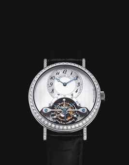 BERGUET. A FINE 18K WHITE GOLD AND DIAMOND-SET TOURBILLON WRISTWATCH WITH MOTHER-OF-PEARL DIAL