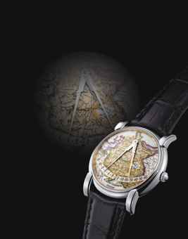 VACHERON CONSTANTIN. A FINE AND RARE PLATINUM LIMITED EDITION AUTOMATIC BI-RETROGRADE WRISTWATCH WITH CLOISONNÉ ENAMEL DIAL