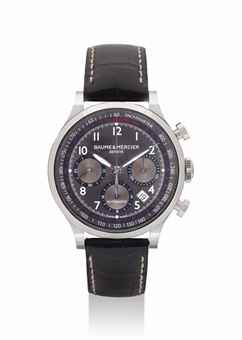 BAUME & MERCIER. A STAINLESS STEEL AUTOMATIC CHRONOGRAPH WRISTWATCH WITH DATE