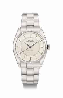 Rolex. A fine stainless steel automatic wristwatch with sweep centre seconds, two-tone silvered dial and bracelet