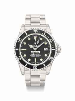 Rolex. An extremely rare stainless steel automatic wristwatch with rail dial, date, gas escape valve and bracelet, made for COMEX